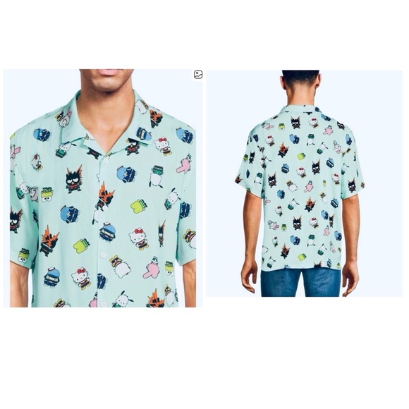 My Hero Academia Hello Kitty and Friends size 3XL button down short sleeve shirt - Picture 9 of 16